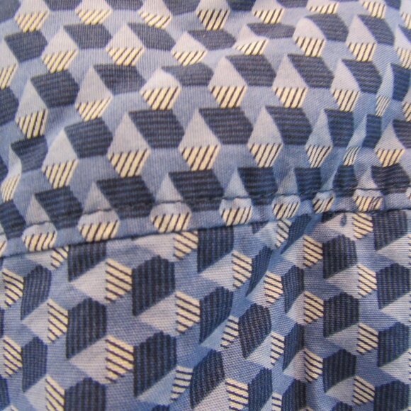 Robert Graham Cotton Blend Blue White Long Sleeve Shirt Geometry Pattern Mens L - Picture 10 of 10